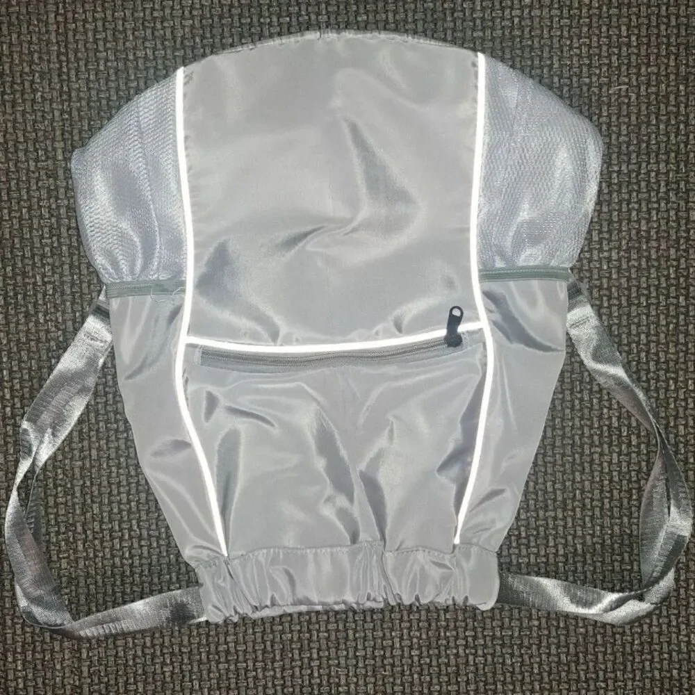 Drawstring Backpack Waterproof Casual Backpack for Men or Women Lt Grey/Silver